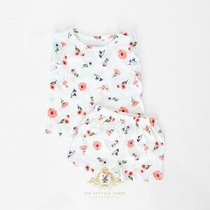 NWT Pretty Girls 2 Piece Matching Set Top & Shorts Lovely Flowers Summer 0-3M
